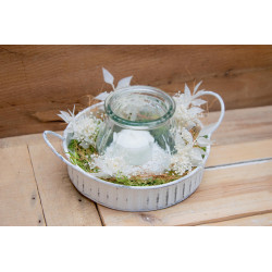 Tablett Windlicht weiss