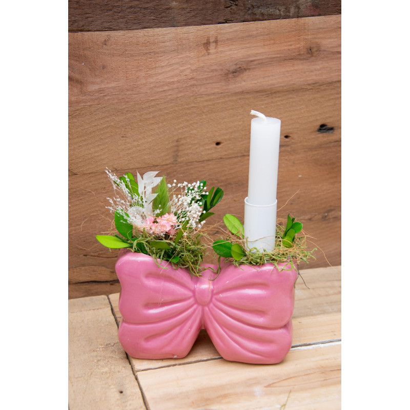 Kerzenhalter Masche mit Trockenblumen