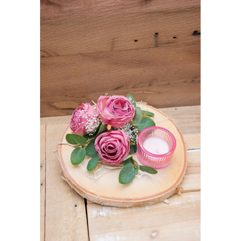 Teelicht Seidenrosen rosa