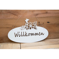 Metallschild Willkommen