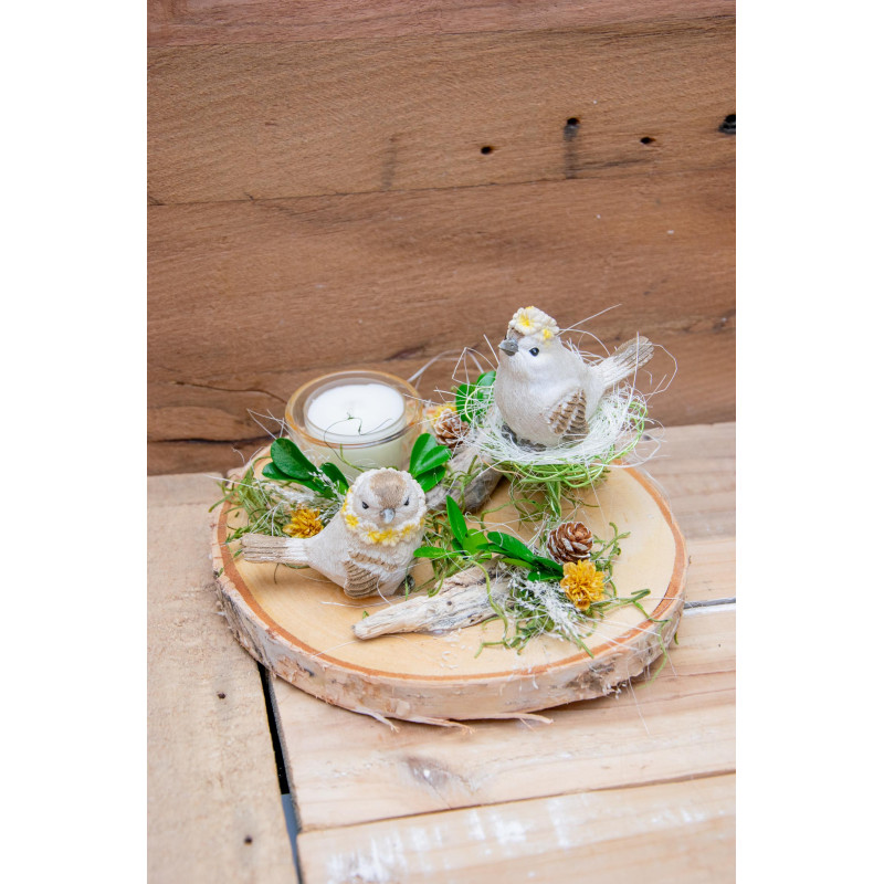 Teelicht 2 Vögel gelb