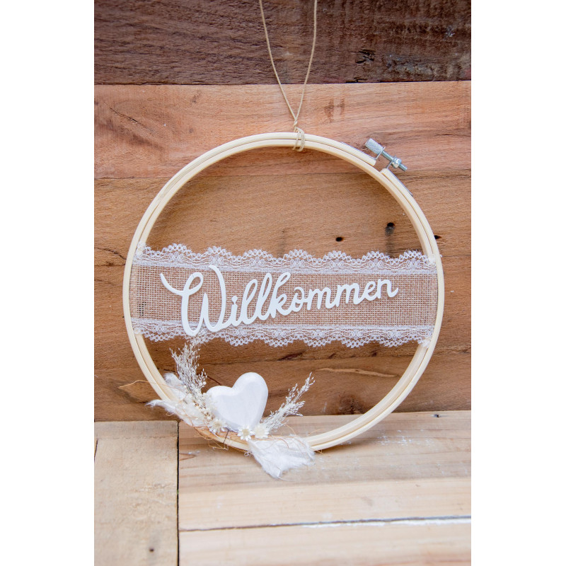 Türkranz Stickrahmen Herz