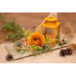 Laterne mit Papierbandrose orange