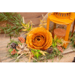 Laterne mit Papierbandrose orange