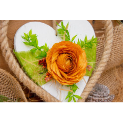 Türdeko Kordelherz mit Herz orange Blüte