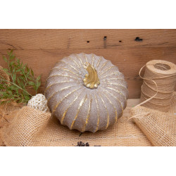 Kürbis in Creme-Grau mit Gold