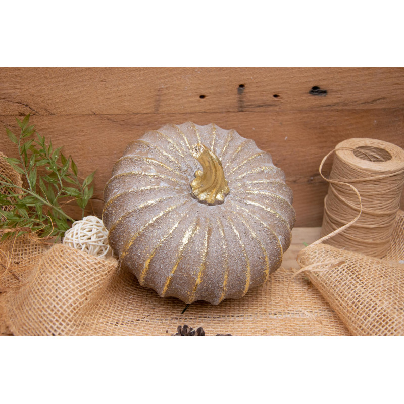 Kürbis in Creme-Grau mit Gold