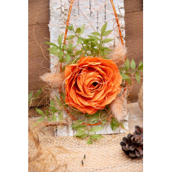 Türdekoration Drahtblatt & Papierbandrose