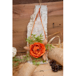 Türdekoration Drahtblatt & Papierbandrose