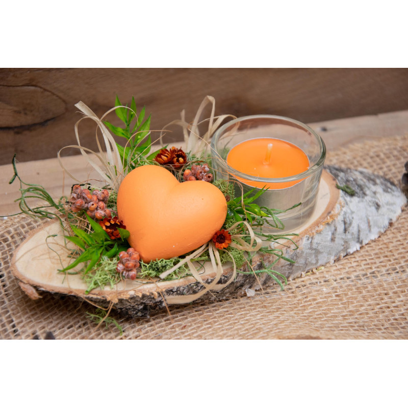 Teelicht oranges Herz