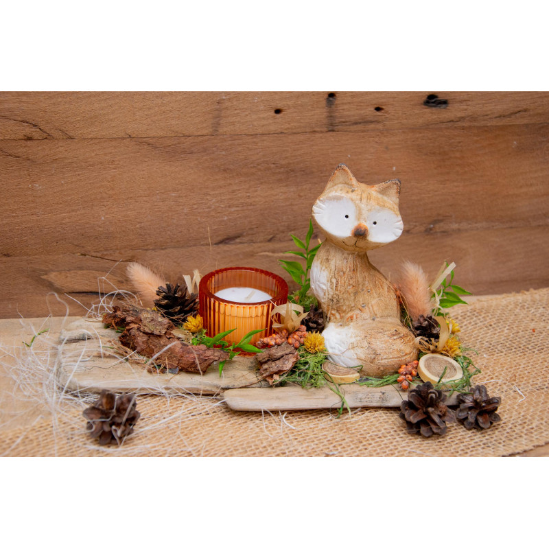 Schwemmholz-Fuchs mit Teelicht