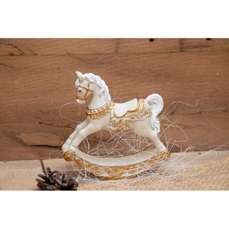 Schaukelpferd crem-weiss-gold