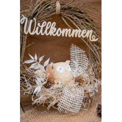 Türkranz Eule in Creme