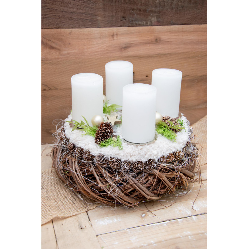 Adventskranz „Flauschig“ mit Doppelkranz