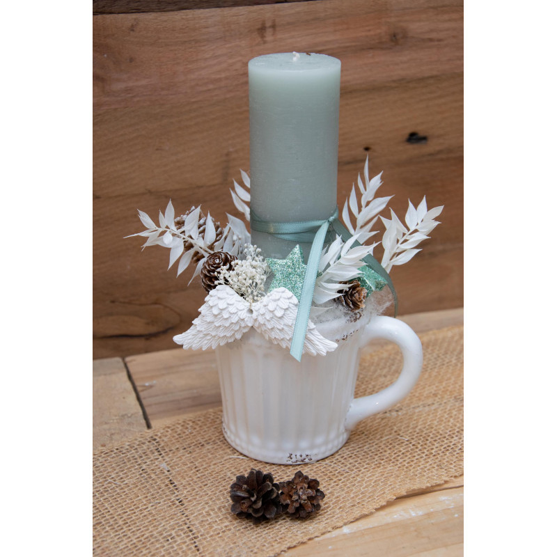Tasse mit Engelsflügel weiss-salbei