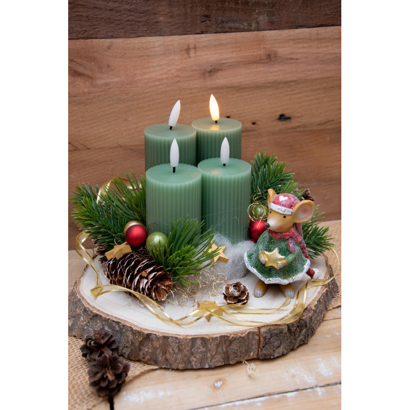 Adventsgesteck Weihnachtsmaus LED Kerzen