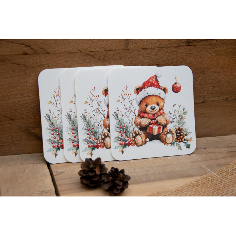 Herzige Teddy-Untersetzer – 4er-Set