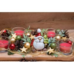 Adventsgesteck mit Nikolaus auf Hirschgeweihholztablett
