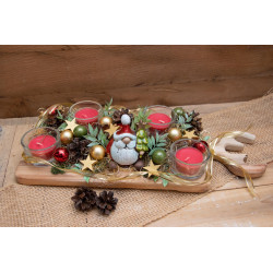 Adventsgesteck mit Nikolaus auf Hirschgeweihholztablett